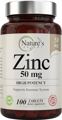 Zinc Supplement | 50mg High Potency, Immune Support, 100 Tablets