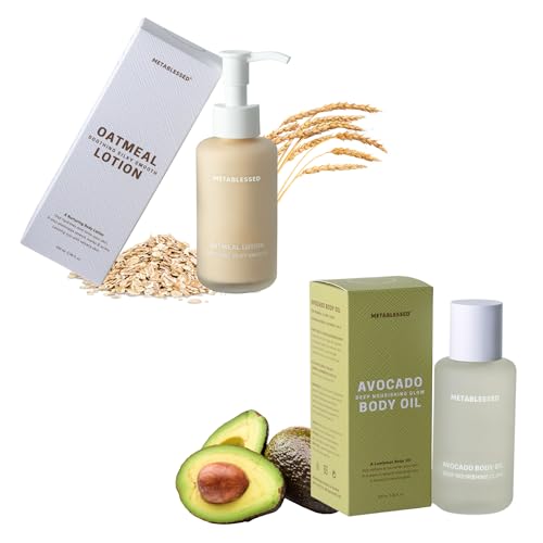 METABLESSED Skin Care Set - Nourishing Oatmeal Lotion & Avocado Oil for Sensitive Skin - 2pc