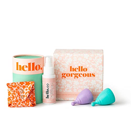 The Hello Cup Mini Starter Pack - Reusable Menstrual Cups, Organic Cotton Liner & Spray - XS/SM