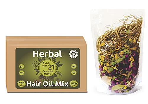 Holy Natural Herbal Hair Oil Mix - Promotes Growth, 21 Natural Herbs, 76g x 3 Packs