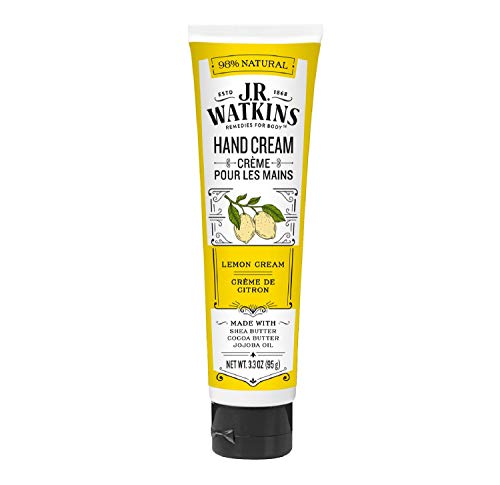 J.R. Watkins Hand Cream - Hydrating with Shea & Cocoa Butter, USA Made, Lemon Cream - 3.3oz