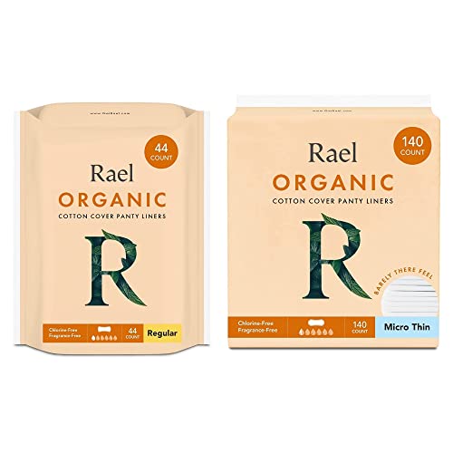 Rael Feminine Pad Bundle - Organic Cotton, Naturally Absorbent, Micro Thin, 44 & 140 Count