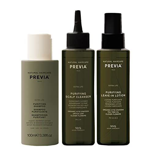 Previa Scalp Treatment Kit - Anti-Dandruff, Nourishing Cleanser & Leave-In Lotion - 3.4oz Each