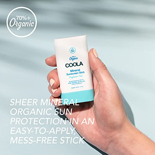 COOLA Mineral Sunscreen SPF 50 Stick - Broad Spectrum Protection, Antioxidant-Rich - 0.6 Oz