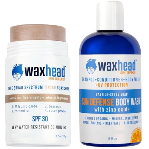 Waxhead Tinted Zinc Oxide Sunscreen Stick & Body Wash - UVA/UVB Protection, Non-Toxic - 2oz