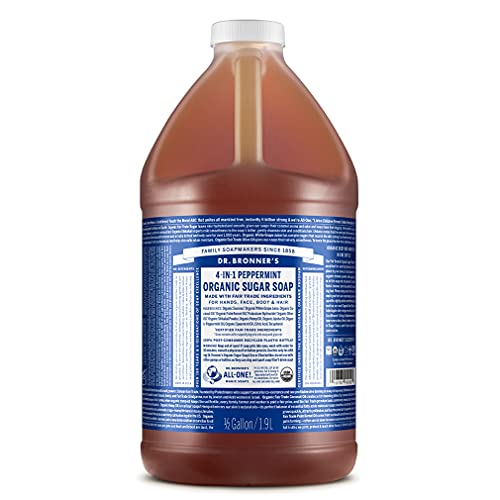 Dr. Bronner's Organic Sugar Soap - Nourishing Cleanser with Shikakai, Peppermint - 64oz