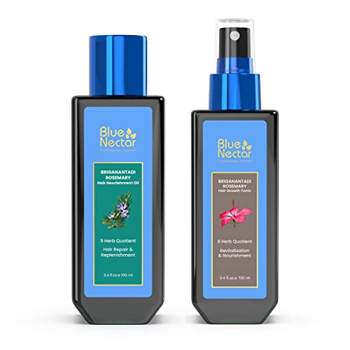 Blue Nectar Hair Growth Duo - Nourishing Herbal Formula, Natural Ingredients - 3.38 Fl Oz Each