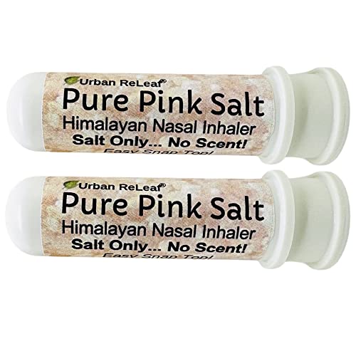 Urban ReLeaf Himalayan Pink Salt Nasal Inhalers - 100% Natural Breathe Fresh Solution - 2 Pack