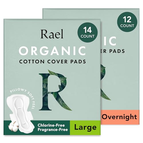 Rael Organic Cotton Menstrual Pads - Heavy Absorbency, Hypoallergenic, Ultra Thin, 26 Count