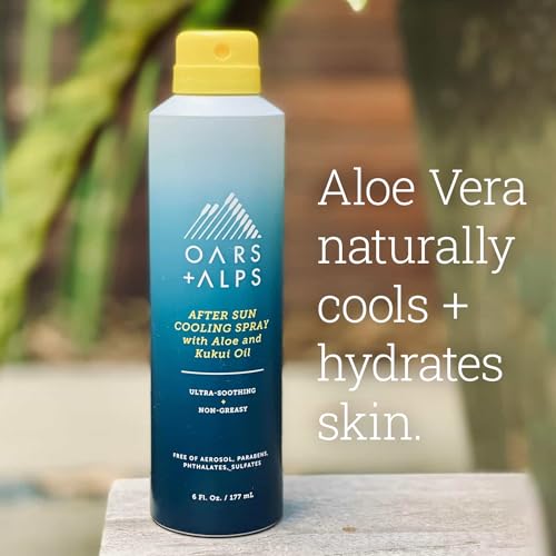 Oars + Alps After Sun Cooling Spray - Hydrates & Soothes Burned Skin, Green Tea Scent - 6 Fl Oz