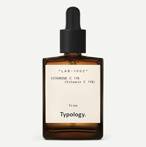 Typology Radiance Face Serum - Restores Glow with 11% Vitamin C, Vegan - 0.5 Fl. Oz & Sheet Masque