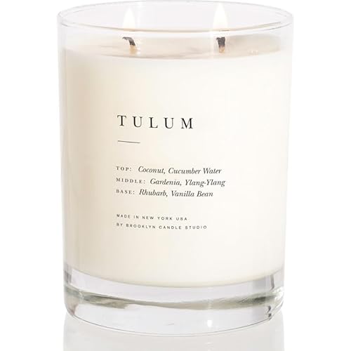 Brooklyn Candle Studio Tulum 2-Wick Candle - Vegan Soy Wax, 70-Hour Burn, Hand Poured - 13oz