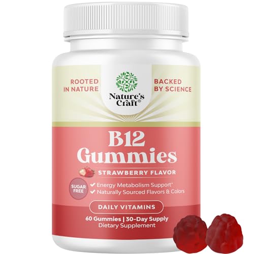 Natures Craft Vitamin B12 Gummies - Energy, Focus & Immunity Support, Vegan & Non-GMO - 30 Servings