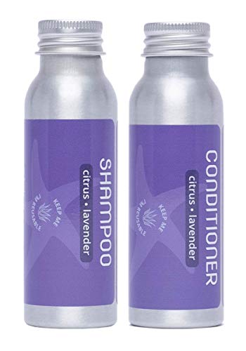 Travel Size Shampoo & Conditioner Set - Hydrating Citrus Lavender, Refillable Bottles - 2.5oz