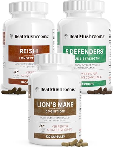 Real Mushrooms Mushroom Supplement Bundle - Cognition, Relaxation, Immune Support - 300ct