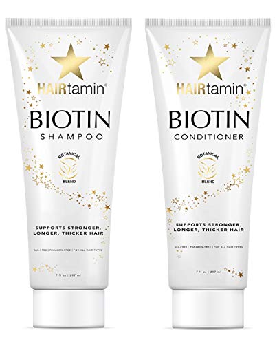 HAIRtamin Shampoo & Conditioner Set - Paraben & Sulfate Free, Volumizing for All Hair Types - 12oz