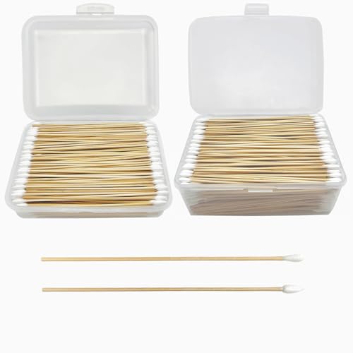 Natural Cotton Tipped Swabs - Gentle Cleaning, Reusable Box, 1000 Count with Bamboo Sticks