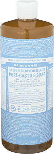 Dr. Bronner's Pure Castile Soap - 18-in-1 Uses, Organic Oils, Gentle for Sensitive Skin - 32oz