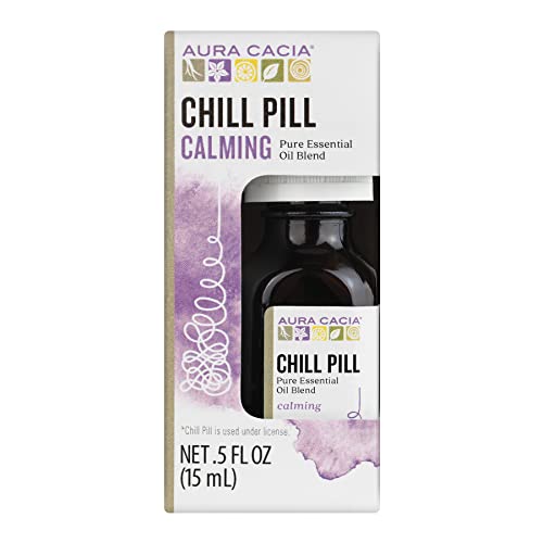 Aura Cacia Chill Pill Essential Oil - Calming Blend of Lavender, Peppermint & More - 0.5oz