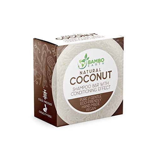 BAMBOEARTH Shampoo Bar - 100% Organic Plant-Based, Biodegradable Packaging - Coconut Scent