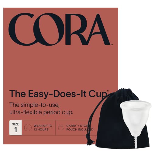 Cora Menstrual Cup - Comfortable, Medical Grade Silicone, Leak Protection - Size 1