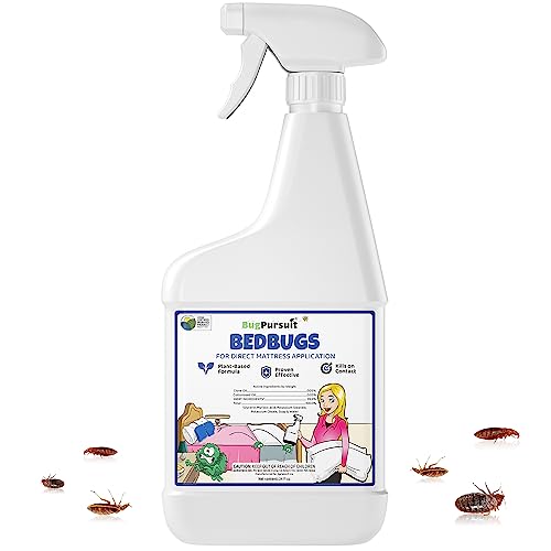 BugPursuit Bed Bug Spray - Natural Plant-Based Formula, Non-Staining, Pet Safe - 24oz