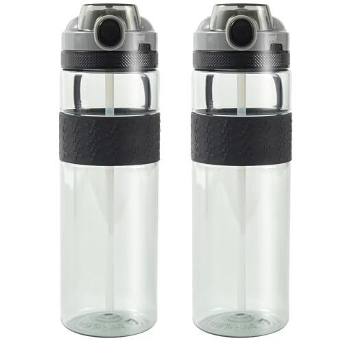 Kerilyn 27oz Water Bottle - BPA-Free, Leak-Proof, One-Click Opening, Durable - 2 Pack, Black