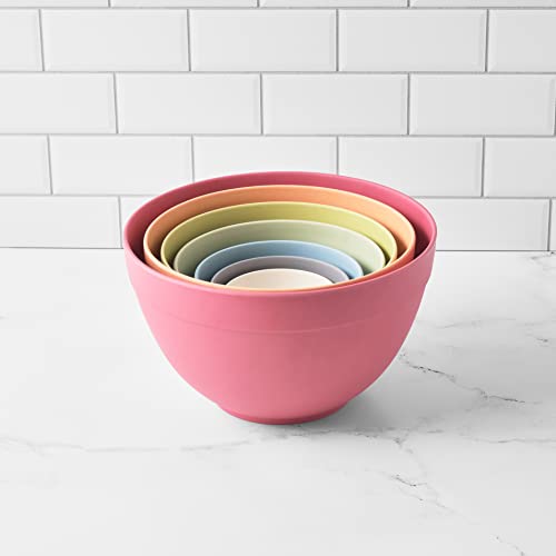 Bamboozle Nesting Bowls Set - Biodegradable, Dishwasher Safe, 7-Piece, Pastel Colors