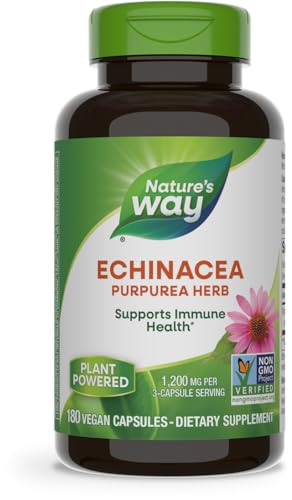 Nature's Way Echinacea Herbal Supplement - Immune Support, Non-GMO, Vegan - 180 Capsules