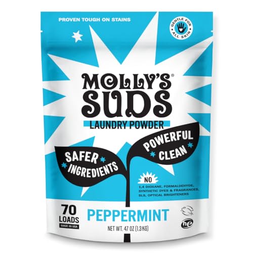 Molly's Suds Concentrated Laundry Detergent - Gentle Clean for Sensitive Skin, 70 Loads - Peppermint