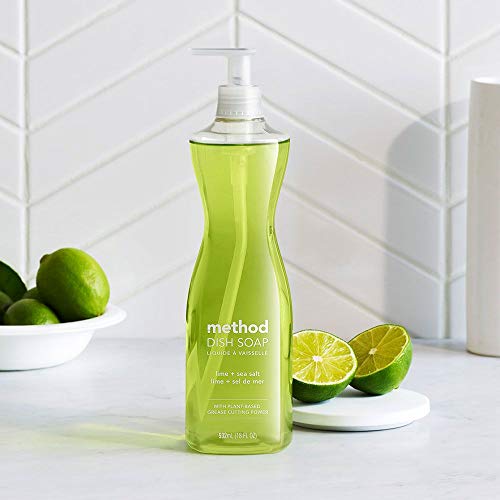 Method Dish Soap - Tough on Grease, Plant-Based, Biodegradable, Lime + Sea Salt - 18 Fl Oz