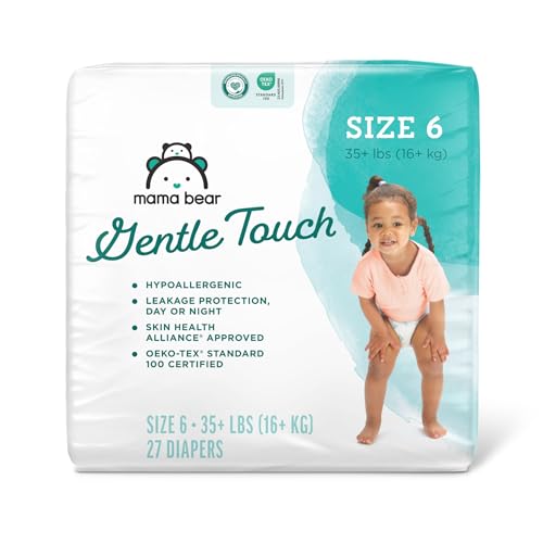 Mama Bear Gentle Touch Diapers - Hypoallergenic, Leak Protection, Breathable, Size 6 - 27 Count