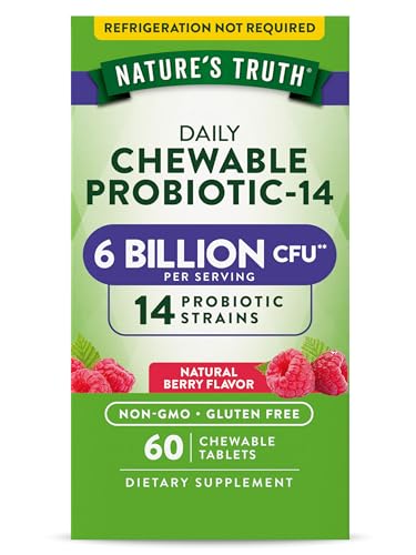 Nature's Truth Probiotic Chewables - 14 Strains, 6 Billion CFU, Non-GMO, Berry Flavor - 60 Count