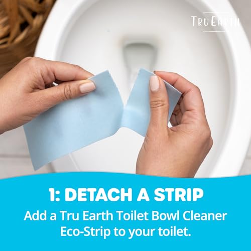 Tru Earth Toilet Bowl Cleaner Strips - Septic-Safe, Plastic Jug-Free, Easy Use - 24 Strips