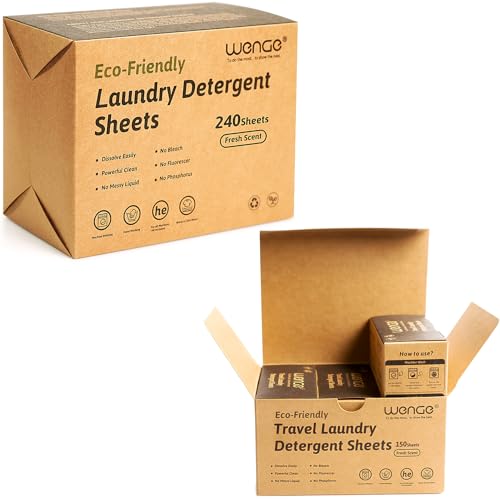 Wenge Laundry Detergent Sheets - Hypoallergenic, Lightweight, Fresh Scent - 390 Strips