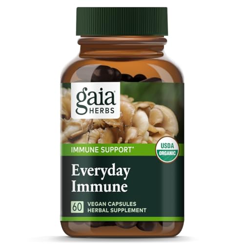 Gaia Herbs Mushroom Supplement - Immune Support with Turmeric, Vegan Capsules - 60 Ct