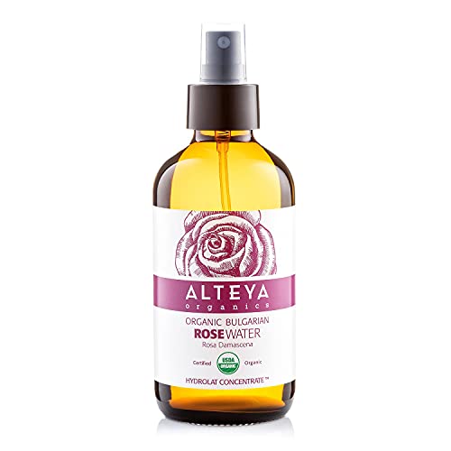 Alteya Organics Rose Water Toner - USDA Organic, Hydrating & Soothing - 8 Fl Oz Amber Bottle