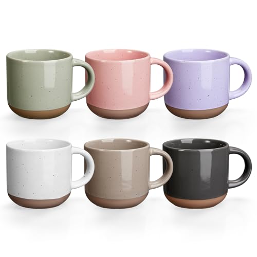 Morandi Color Ceramic Espresso Cup Set - Durable, Non-Toxic, 5oz, 6 Mugs with Handles