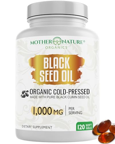 Organic High Potency Black Seed Oil Capsules - Immune, Joint & Digestive Support - 1,000mg (120ct)