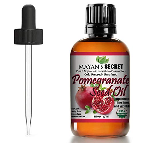 Mayan's Secret Organic Pomegranate Seed Oil - Skin Repair, Hair Therapy, 1oz Glass Bottle