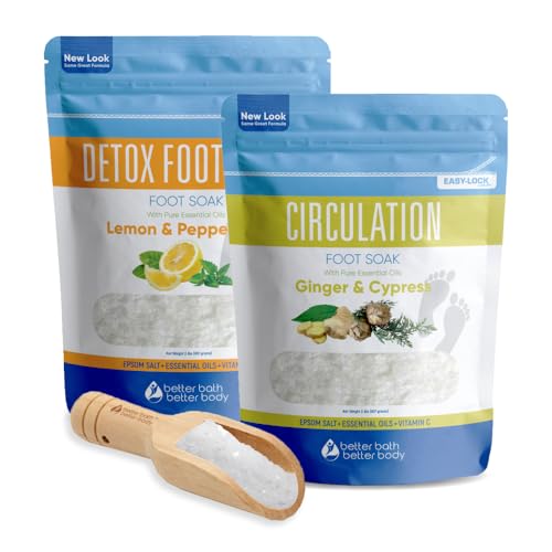 Natural Foot Soak Salts Bundle - Eases Discomfort & Odor, Essential Oils - 4lbs Total