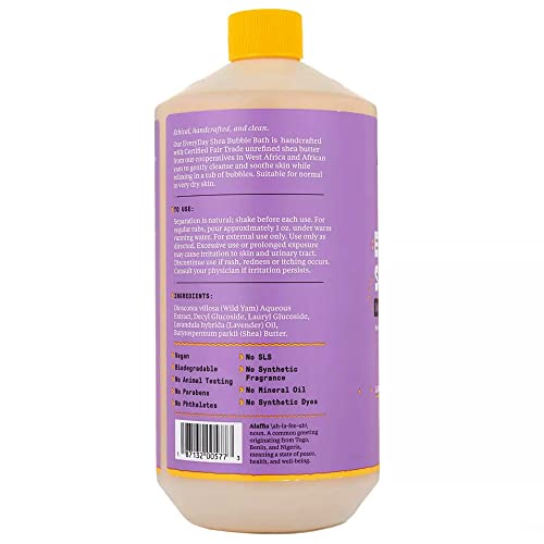 Alaffia Shea Bubble Bath - Deep Relaxation, Fair Trade Shea Butter, Lavender - 32 Fl Oz