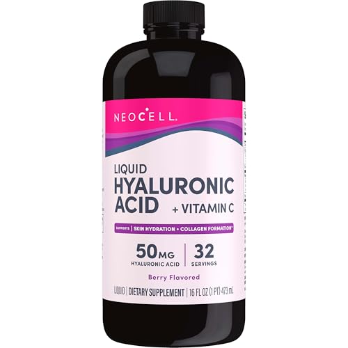 NeoCell Hyaluronic Acid Liquid with Vitamin C - Hydrates Skin, Supports Joint Health - 16 Fl Oz