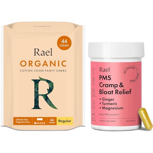 Rael Feminine Care Set - Organic Cotton Liners & PMS Relief Capsules, 44 Liners & 28 Capsules