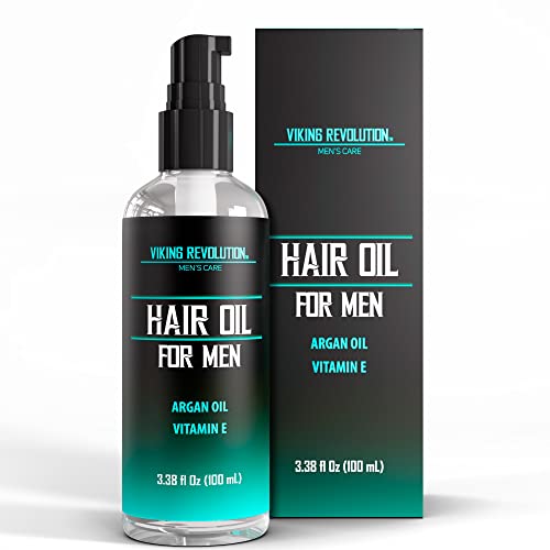 Viking Revolution Hair Oil for Men - Hydrates, Nourishes with Vitamin E & Argan Oil - 3.38 fl oz