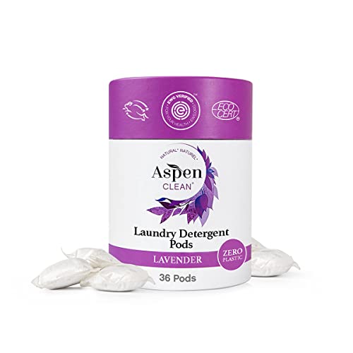 AspenClean Lavender Laundry Pods - Tough on Stains, EWG Verified, Vegan - 36 Count