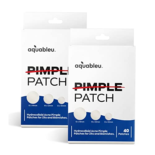 AQUABLEU Blemish & Acne Treatment - Quick Healing, Invisible Hydrocolloid Patches - 40 Pack