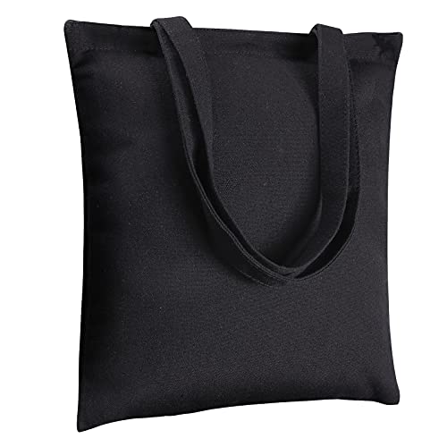 Recycled Canvas Tote Bags - Durable & Versatile for DIY, Gifts, Activities - 6-Pack, Black