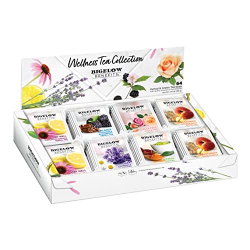 Bigelow Benefits Wellness Tea Sampler - Stress Relief, Digestion Support, 64 Bags