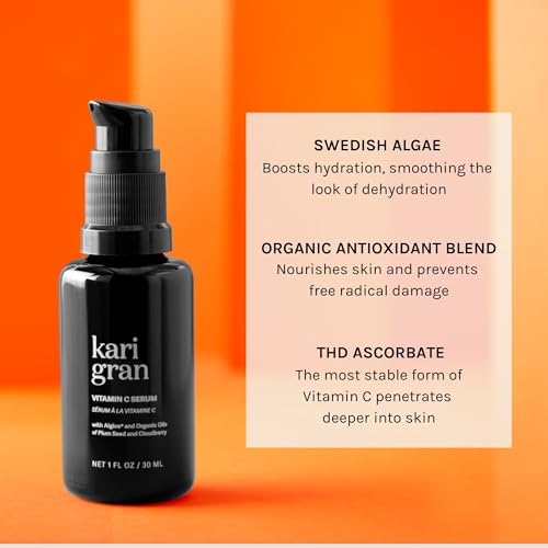 Kari Gran Face Serum - Brightening 10% Vitamin C, Moisturizing Organic Ingredients - 1oz